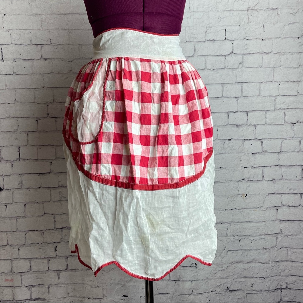 4 vintage half aprons, sheer material hostess aprons